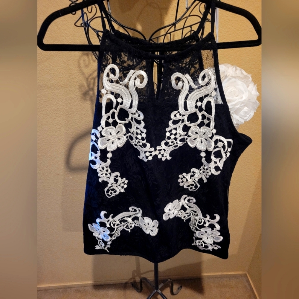 INC halter top, gorgeous lace and embroidery. Size XL fairly used